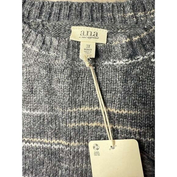 A.n.a Women's Relaxed Fit Crew Neck Long Sleeve Pullover Sweater - Gray - 3X - Picture 2 of 3